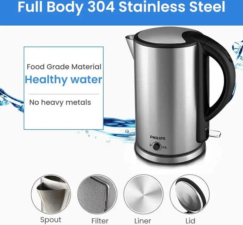 Philips electric kettle HD9316 1.7 liters capacity 1800W constant temperature holding function 304 edible grade stainless steel