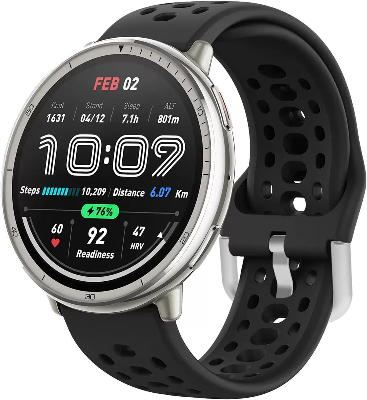 INF Silikon-Uhrenarmband kompatibel mit Amazfit Active 2, 20mm Ersatzarmband Schwarz