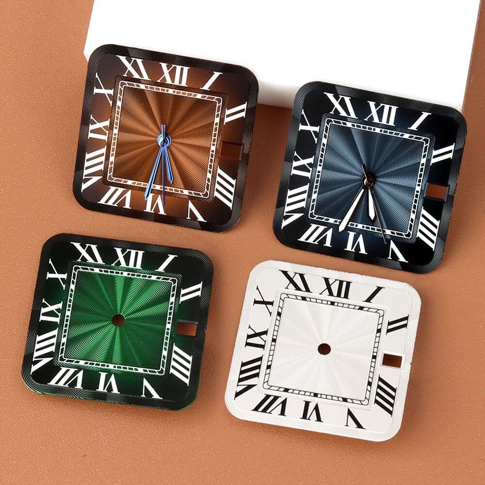 NONE 27mm NH35 Dial Square Roman Dial and Hands For 38mm Santos Case Fit NH35 NH36 Movement Stainless Steel Watch Accessories Repair