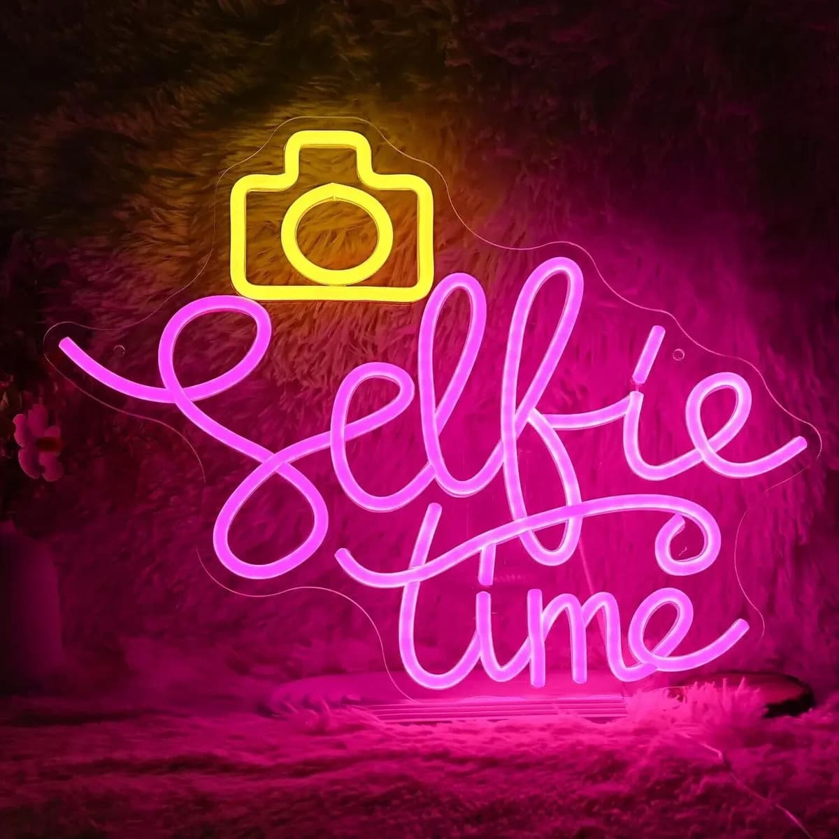 NONE Selfie Time Neon Sign LED Camera Neon Light Sign for Photographic Studio Bedroom Room Decor Party Gifts Dimmable USB Powered