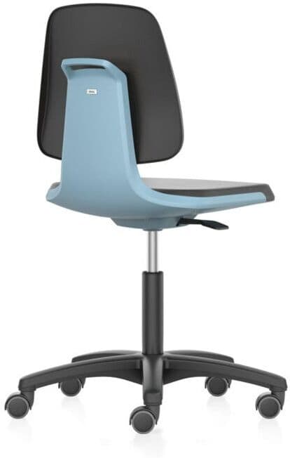 bimos Fauteuil de travail Labsit avec coque d’assise rembourrée bleu mousse intégrale noir 450-650mm ; Interstuhl (9123-2000-3277)