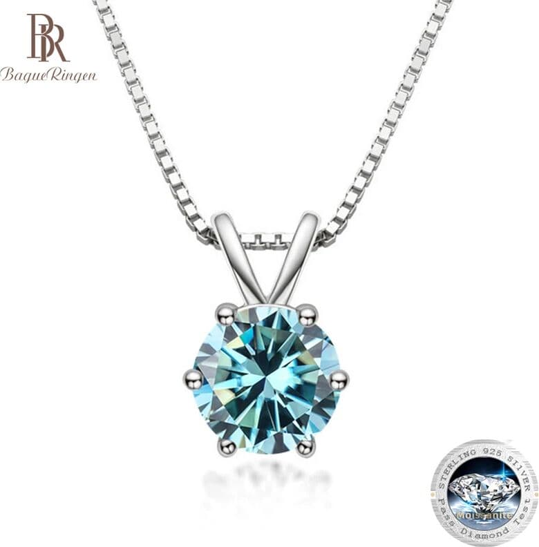 BIJOX STORY Bague Ringen 100% 925 Sterling Silver 1ct Moissanite Necklace For Women Diamond Pendant  Engagement Wedding Party Gift Wholesale