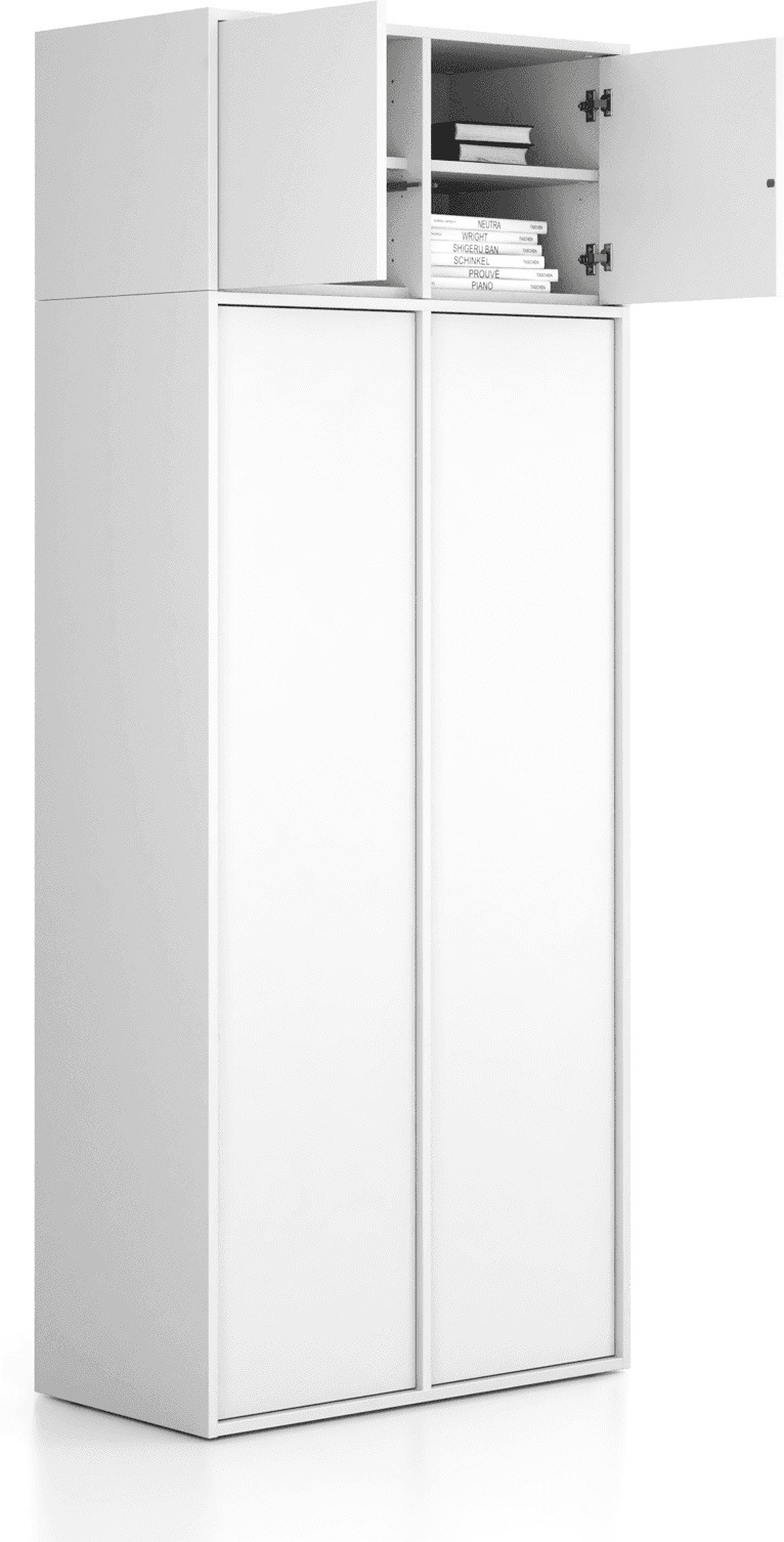 B2B Partner Nadstawka do szaf FRAME, 2x drzwi, 872 x 450 x 427 mm, PUSH-lock, biała