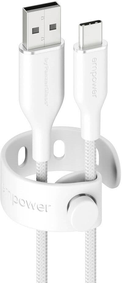 empower by PanzerGlass Racing 60W USB-A til USB-C Kabel – 1.2m – Silver White