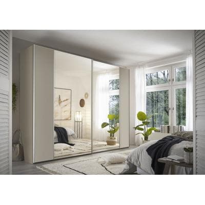 Schwebetürenschrank STAUD "Sonett 120, Made in Germany", beige (sand), B:270cm H:222cm T:68cm, Holzwerkstoff, Schränke, Schwebetürenschrank, mit vier verschiedenen Ausstattungsvarianten