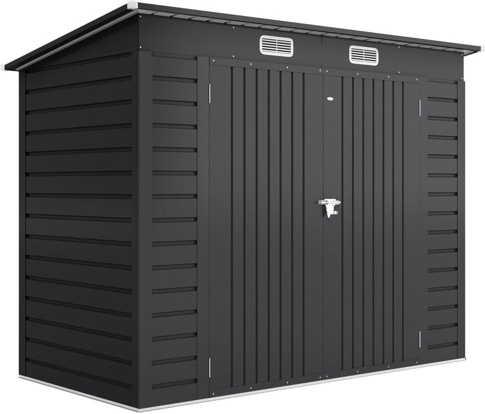 Outsunny Caseta de jardín 249x121x183 cm gris
