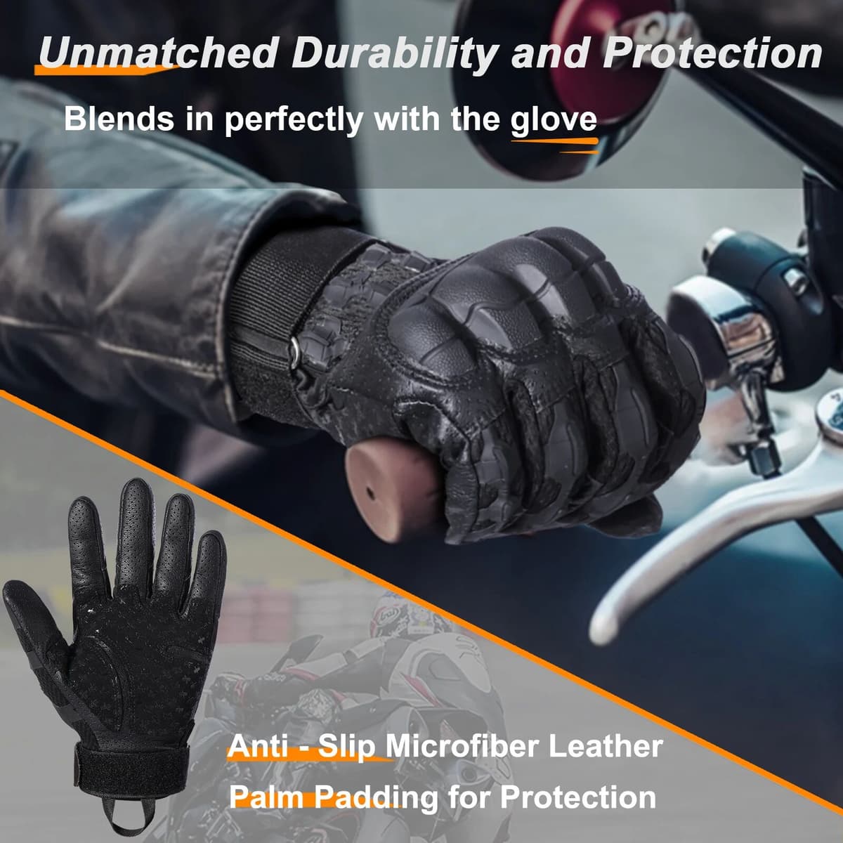 GUMAO Motorcycle Riding Gloves Full Finger Touch Screen Anti Slip Breathable Protective Gloves for Motorbike Cycling Outdoor Sports