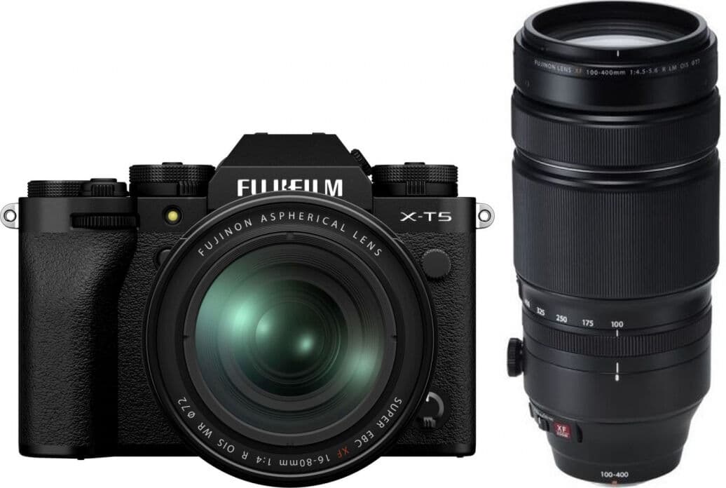 Fujifilm X-T5 schwarz + 16-80mm f4 + XF100-400mm