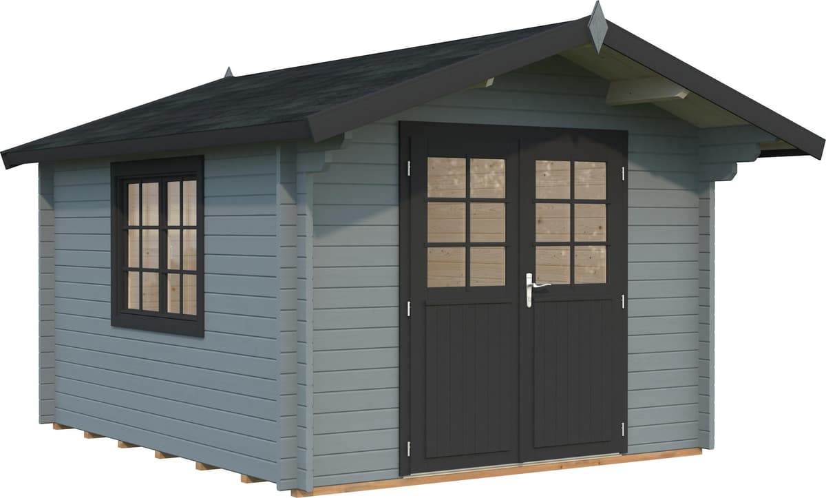 Gartenhaus Palmako Sally 10,2 m² inkl. Fußboden 362 x 440 cm hellgrau-anthrazit