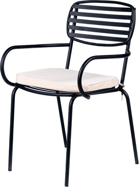EuroGarden SEDIA TRIESTE METALLO C/BRACCIOLI E CUSCINO BEIGE
