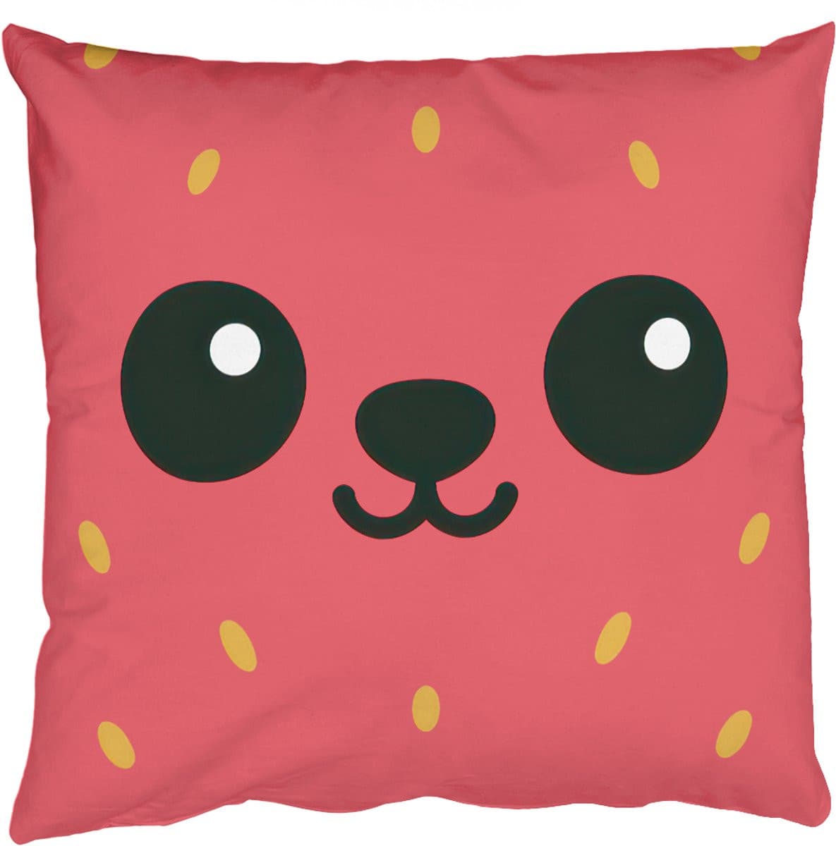 PillowMonkey Sierkussen Kat met Aardbei Cartoon Design - 50 x 50 cm