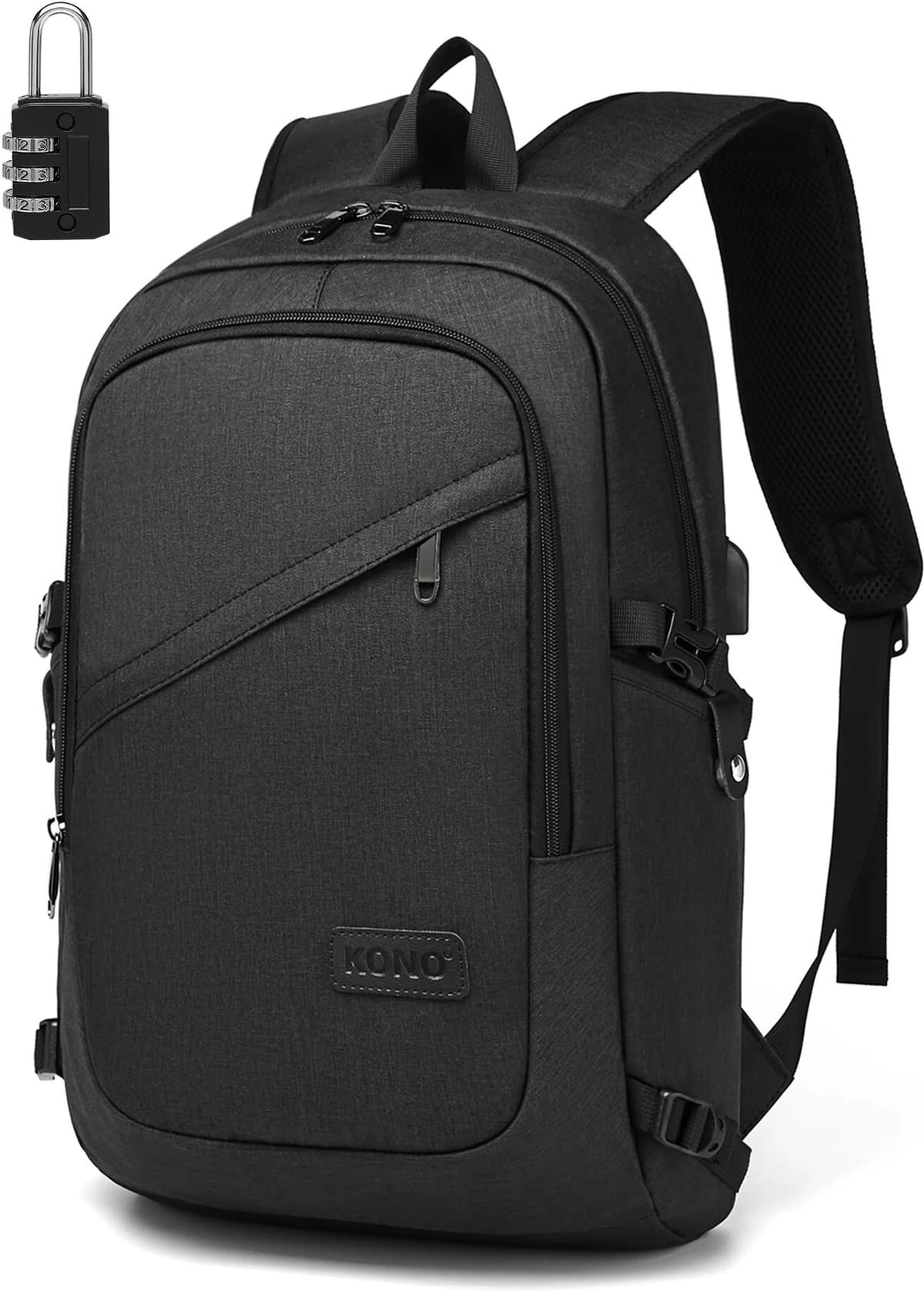 Kono Laptop Backpack 15.6 Inch  Anti-Theft USB Charging Port Water Resistant 50x14x30cm Unisex Travel Business School Bag