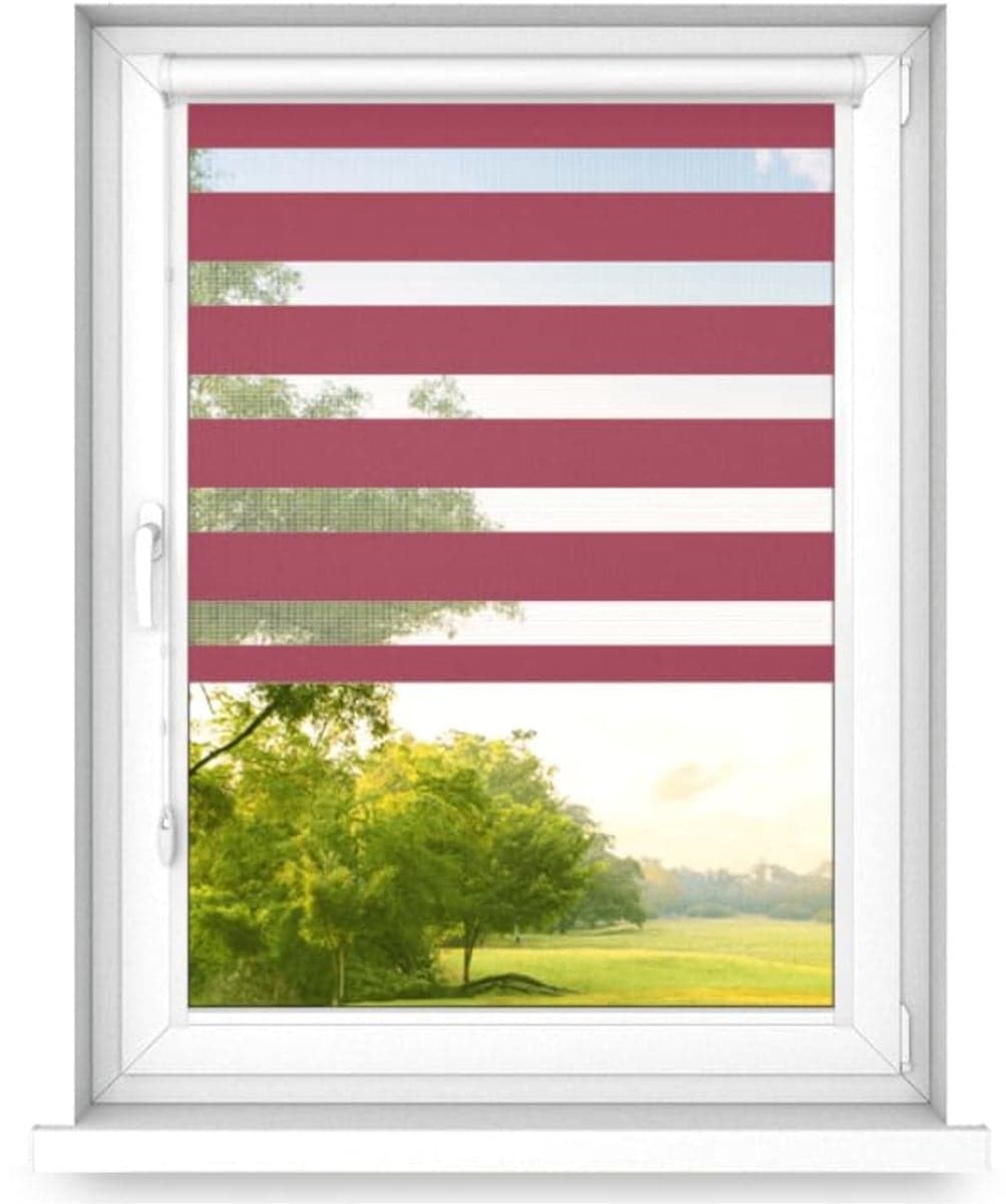 time4blinds Dubbele Zebra-Rolgordijnen Rood - Zonder Boren - B/D/H: 60 cm x 190 cm - Links