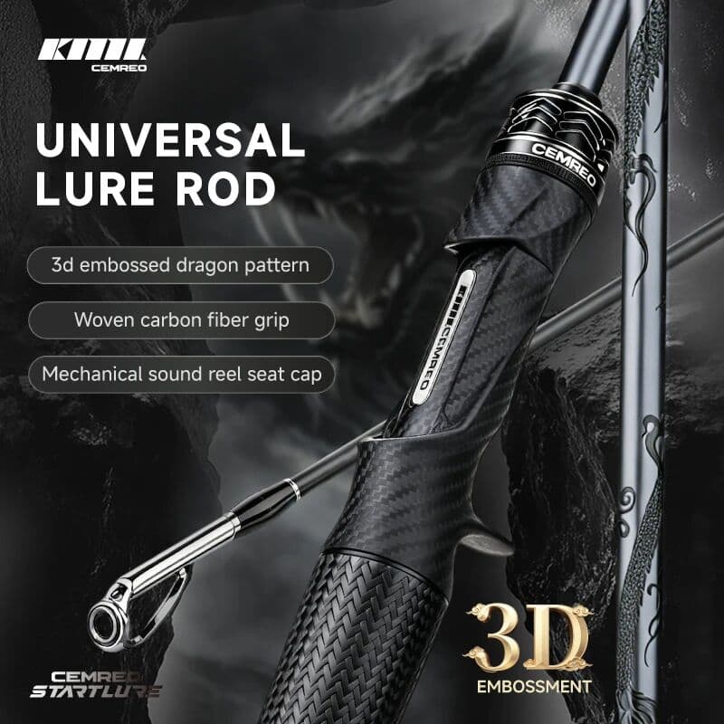 CEMREO Long Cast Fast Action Spinning/Casting Fishing Rod Light Weight Rod 1.8m/1.98m/2.1m/2.4m for Fishing Model:DARK WARRIOR