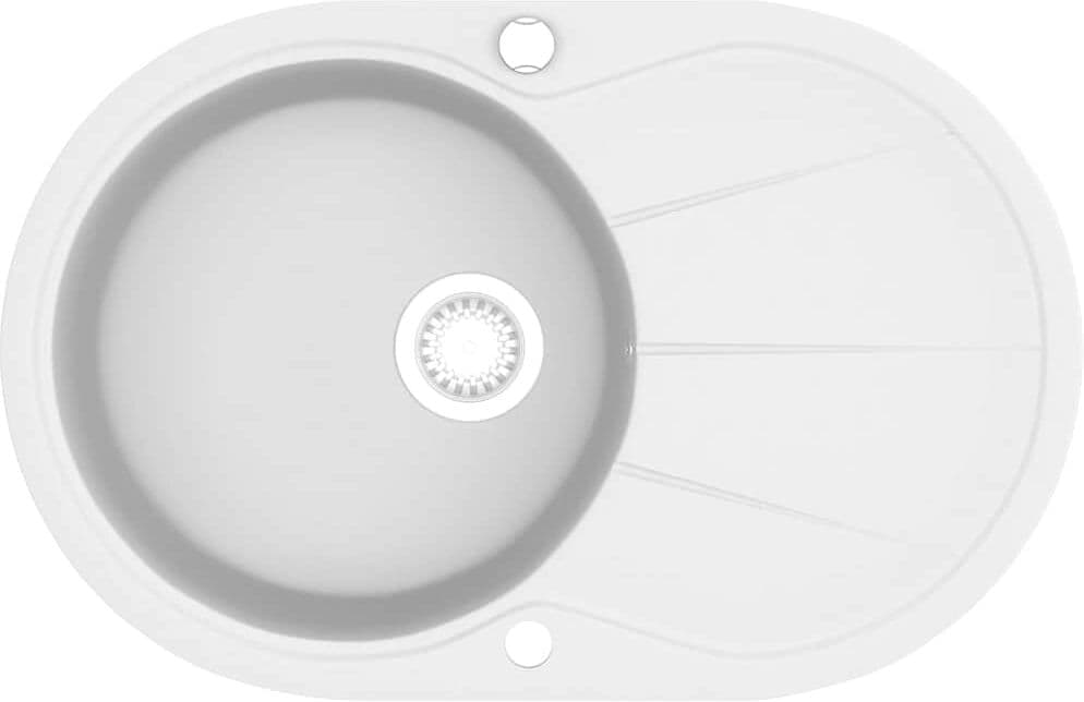 vidaXL Évier de cuisine Granit Seul lavabo Ovale Blanc