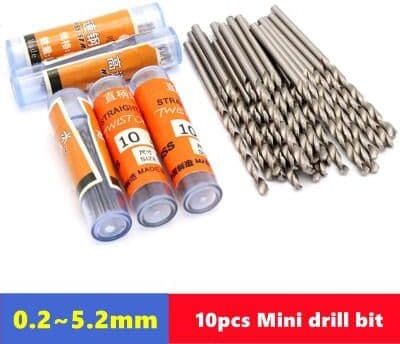 Inspired Living W6542 HSS Mini Drill Bit Set (10pcs) 0.25.2mm Precision Straight Shank Bits For Stainless Steel & Wood 3.8mm