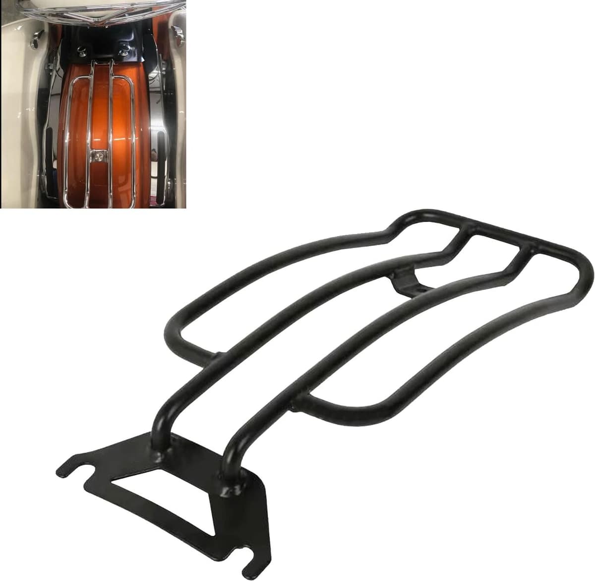 WOZEW Black Solo Seat Luggage Rack Fender Mount Bracket For Harley Touring Road King Electra Glide 1997-2023
