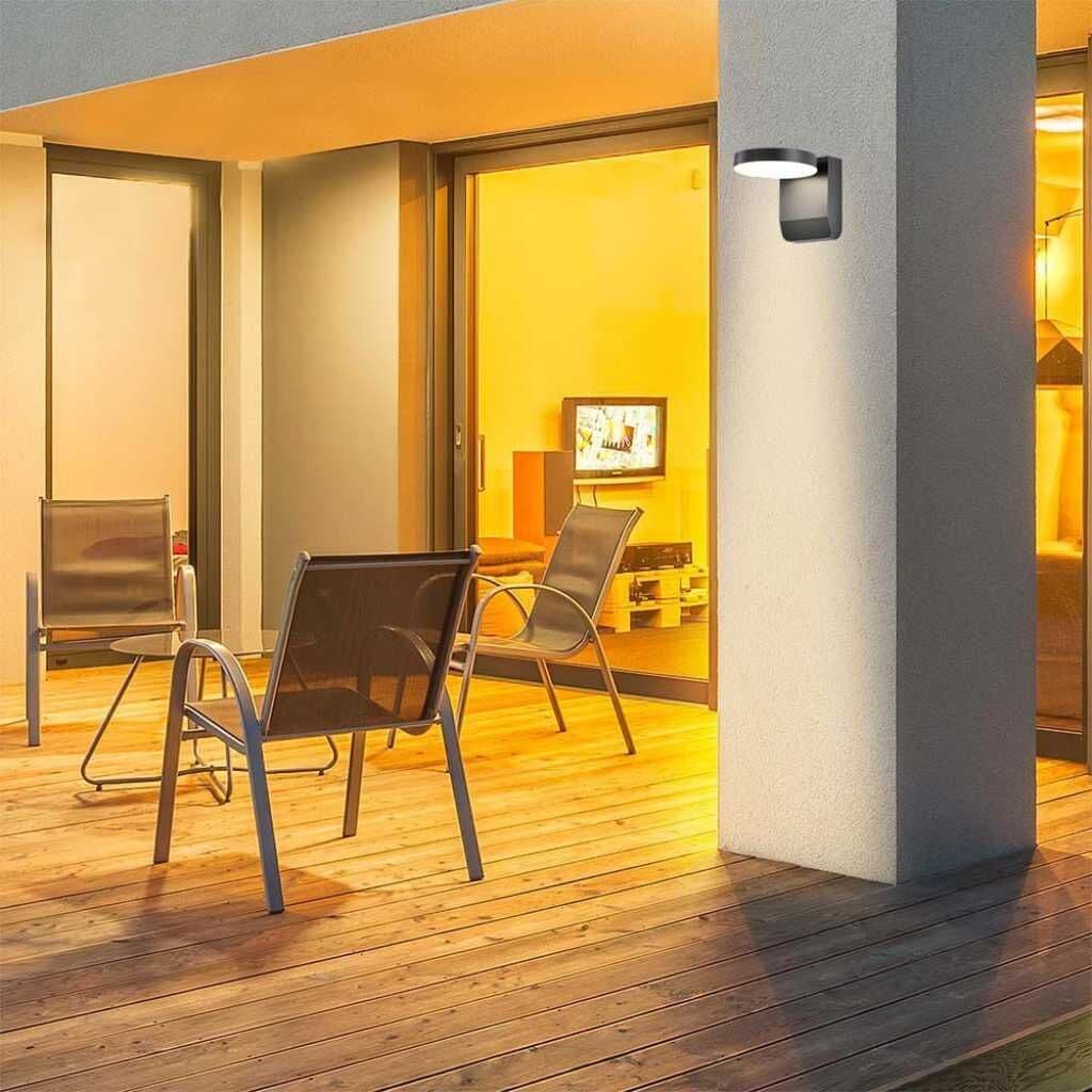 V-Tac Vt-11020 Lampada Led Da Parete Rotonda Faro 17w 150lm/w Illuminazione Facciate Colore Nero 3000k Design Moderno Ip65 Sku 2952