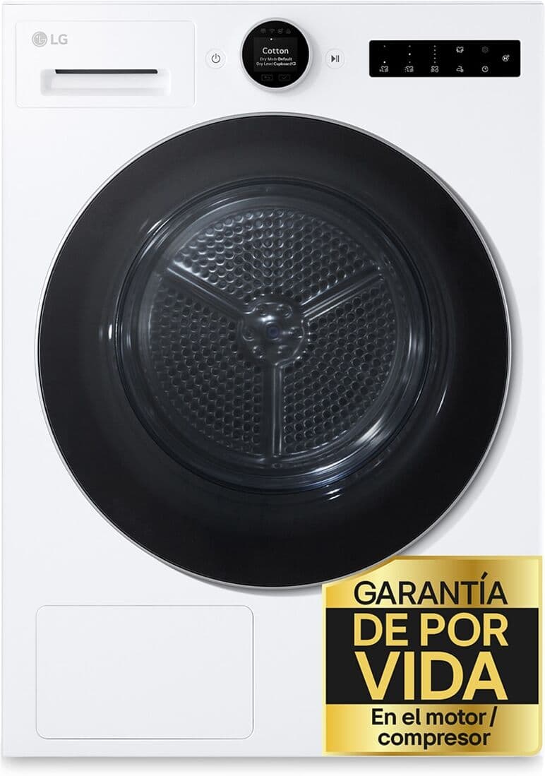 LG Secadora con Inteligencia artificial 9kg, A, con Bomba de calor Dual Inverter, Serie 900. Blanco