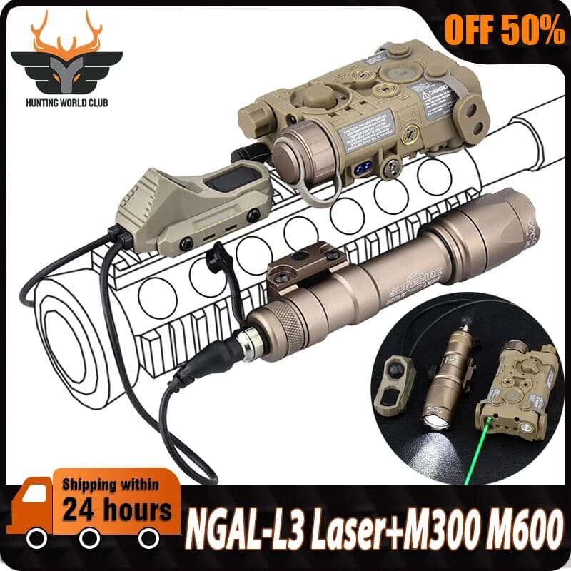 NONE WADSN NGAL Tactical Red Green Blue Dot M300M600 SF Flashlight Set with AXON Dual Control Switch Hunting Gear Full-Function Laser