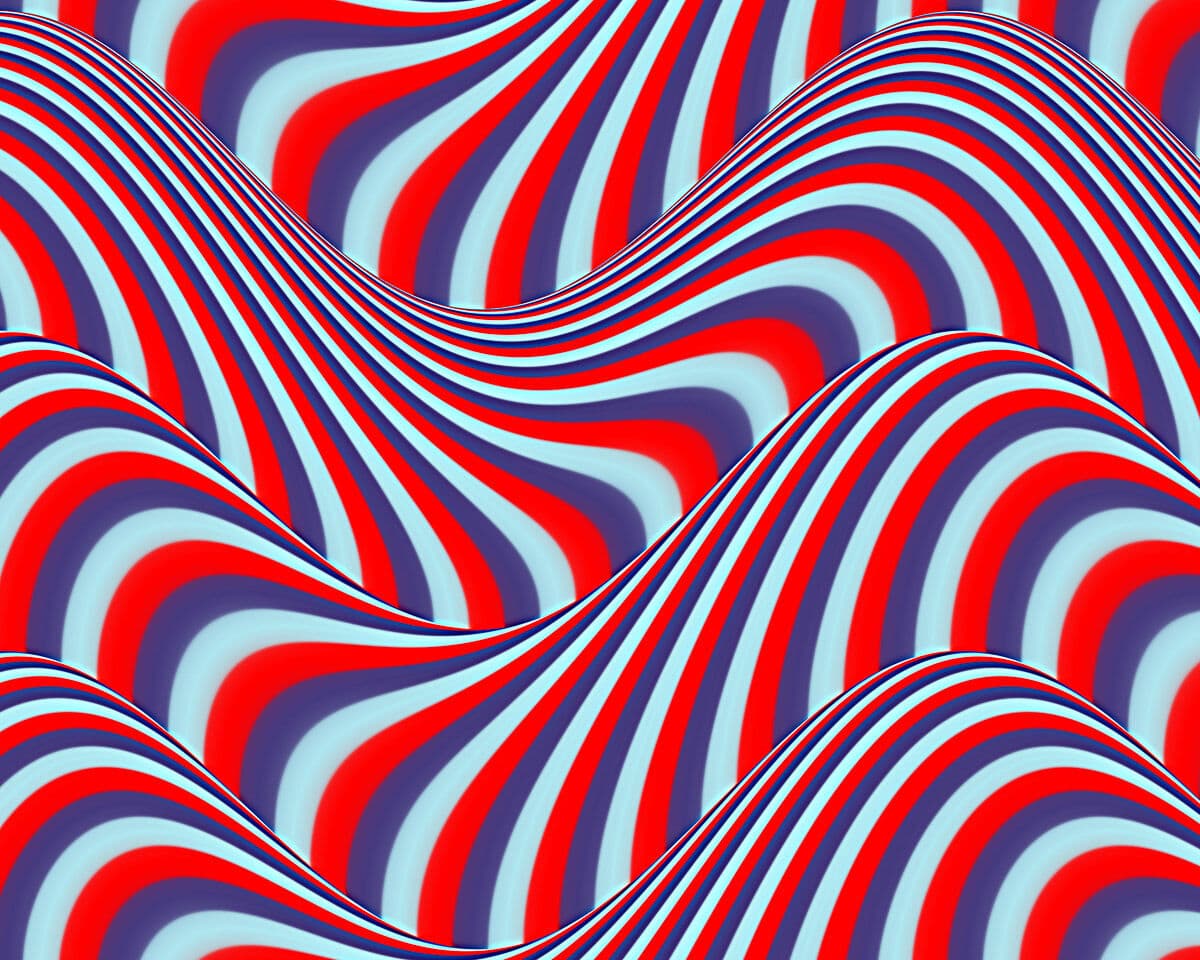 Fototapete PAPERMOON "Op Art Fließende Streifen", bunt, B:5m L:2,8m, Vlies, Tapeten, Fototapete