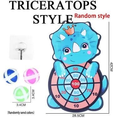Inspired Finds Montessori Sticky Ball Dart Board Target Game For Kids Ages 4 To 6 triceratops