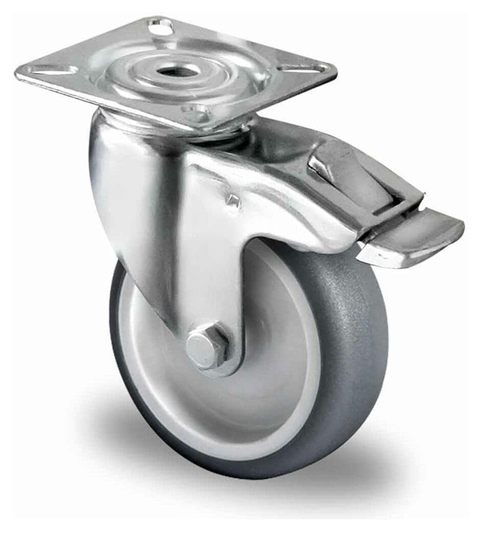 CASCOO Zwenkwielen met totale blokkering, 75 mm, grijs rubber