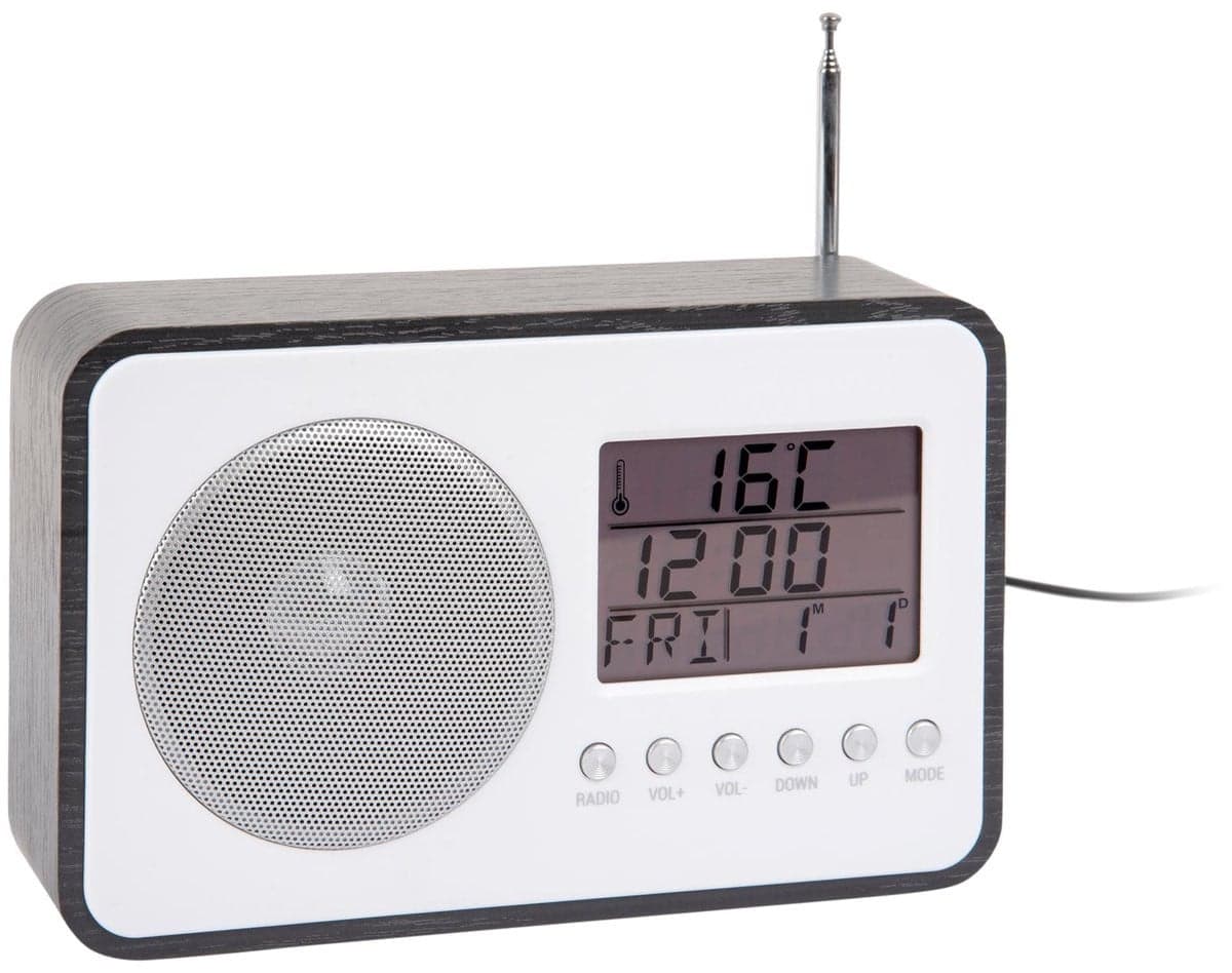 Karlsson FM Radio Wekker - Zwart - Scandinavisch design - B/D/H: 19.2 x 6.6 x 12.5 cm