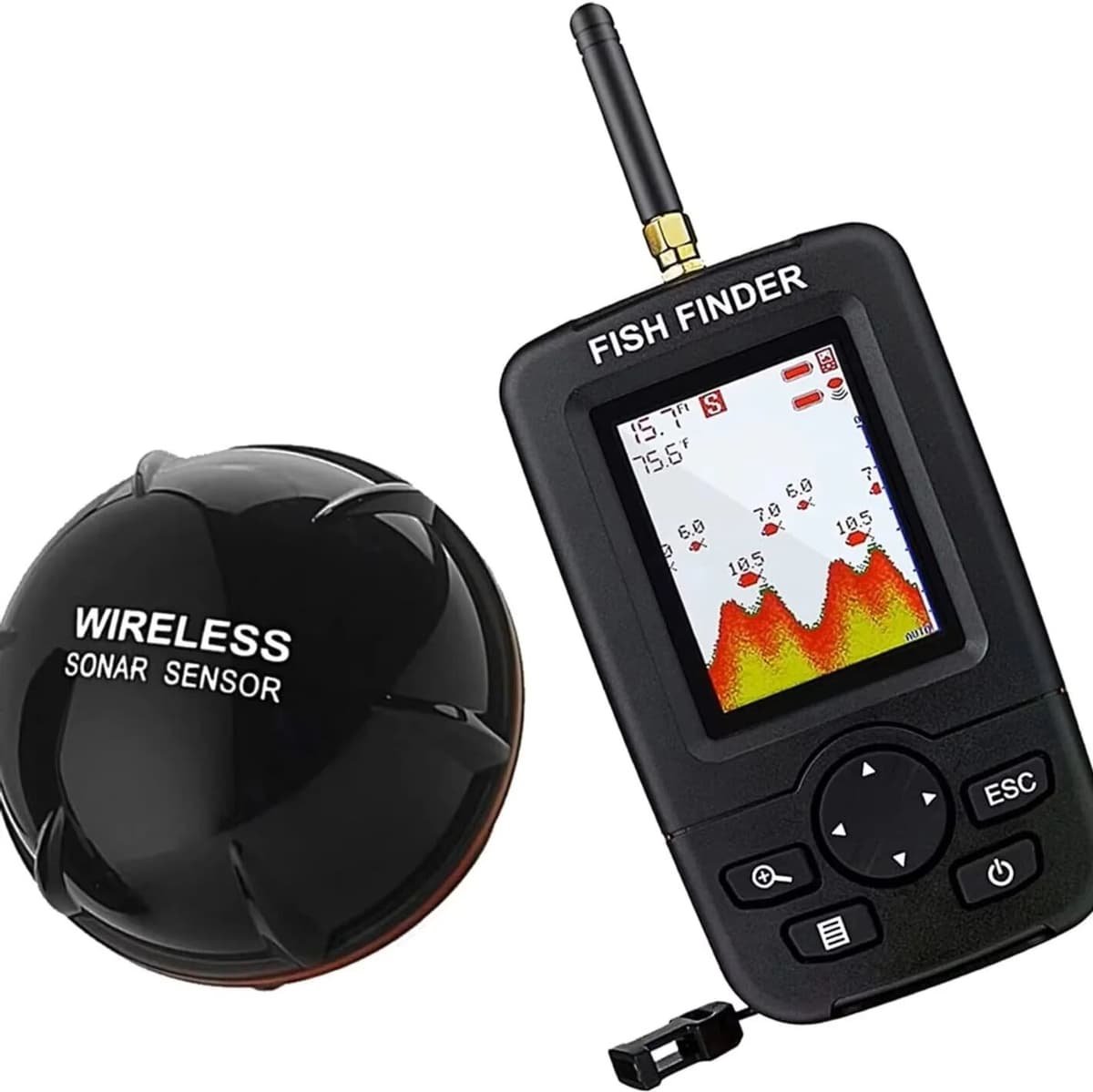 NONE Portable Wireless 100m Sonar Sensor Fish Finder with LCD Display Depth Locator Echo Sounder for Ice Fishing Tackle