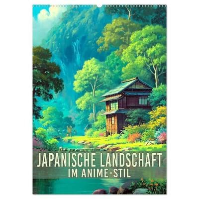 Japanische Landschaft - im Anime-Stil (Wandkalender 2027 DIN A2 hoch), CALVENDO Monatskalender