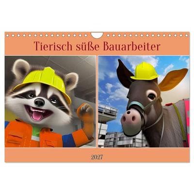 Tierisch süße Bauarbeiter (Wandkalender 2027 DIN A4 quer), CALVENDO Monatskalender