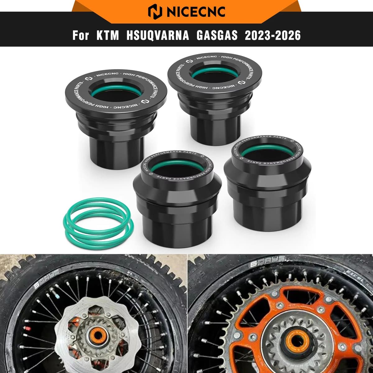 NICECNC For GasGas EC 300 EC 250 2024 22MM Front Rear Wheel Spacers Hub Collars For KTM EXC 300 EXC-F 350 Husqvarna TE 300 FE450