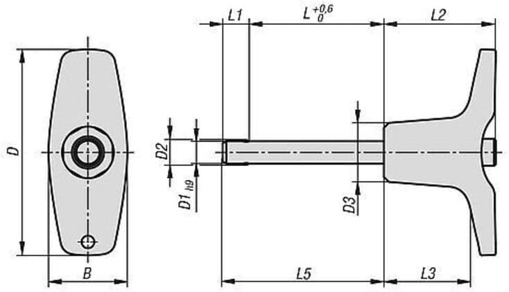 KIPP Kugelsperrbolzen mit T-Griff 6mm 40mm Edelstahl schwarzgrau (K0792.20844606040)