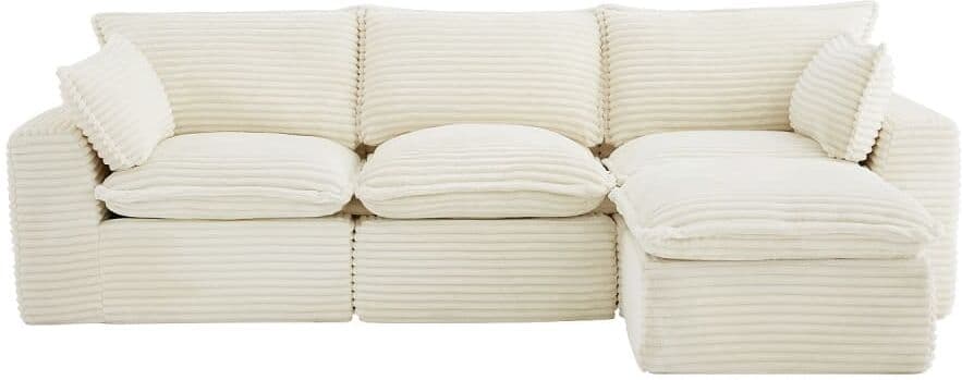 Unique Sofá rinconera terciopelo 5 plazas beige 280x187cm