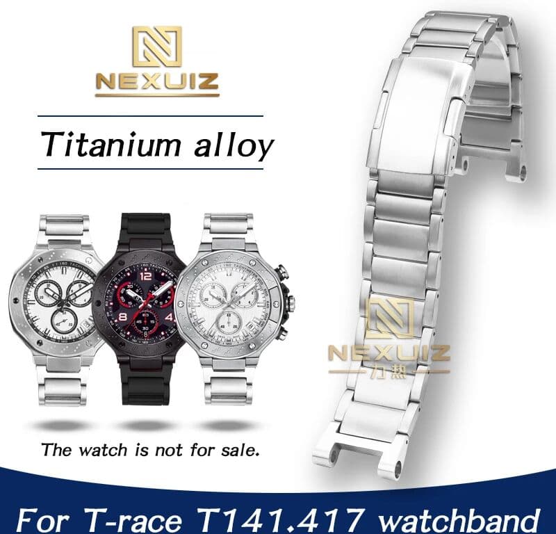 Nexuiz Titanium Alloy Watch Strap For Tissot 1853 T-Race  Sports Bracelet T141417 Watchband 24mm T141 Notch Watch Chain