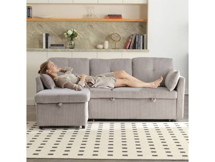 DRIPEX Canapé-lit convertible avec coffre de rangement Canapé d'angle Moderne 3 places Gris