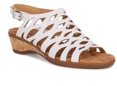 Wide Width Women's Katia Wedge by Ros Hommerson in White Leather (Size 8 1/2 W)