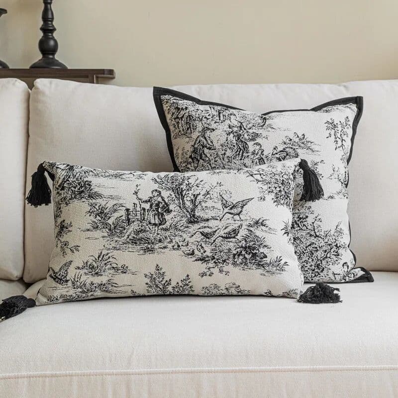 senric aurora Light Luxury Cushion Cover Southern French Holiday Black Border Square Pillow Case For Home Hotel Bed Living Room Sofa