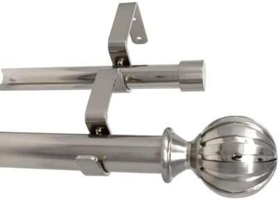 Urbanest "Fluted Ball Manhattan 1"" 3/4"" Double Drapery Curtain Window Rod"