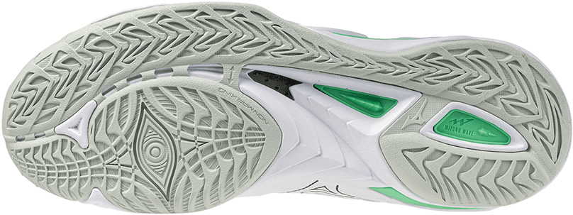 Mizuno Wave Mirage 5 (25) - Sisäpelikenkä (White/Black/Frozen Emerald) - UK 8 (EUR 42 / 27 cm)