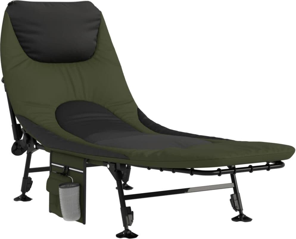 vidaXL Lit de pêche avec pieds à boue réglables pliable vert