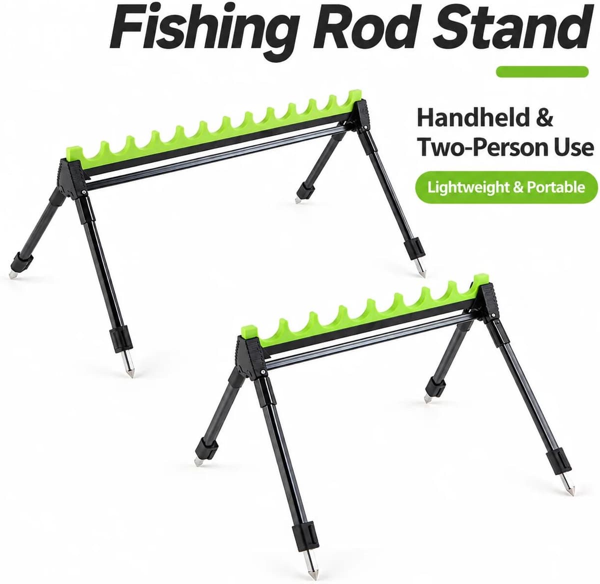 NONE Adjustable 2 Section Telescopic Fishing Rod Holder Zinc Alloy Multi Hole Ground Spike Stand for Surf Sea Carp Fishing