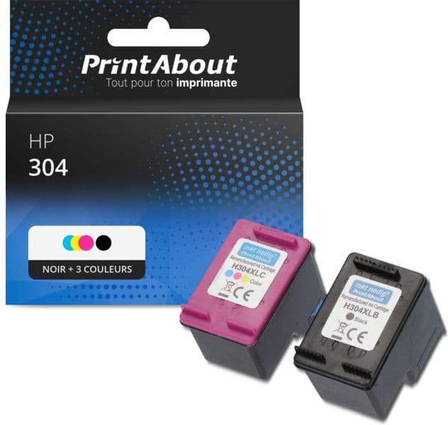 Cartouche PrintAbout compatible pour HP 304 (3JB05AE) - Noir + 3 couleurs - Multipack