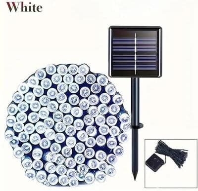 Uplift Picks Solar Powered Outdoor Fairy String Lights With Eight Modes Garden Decor white 100 Led 12 M 1 Pc