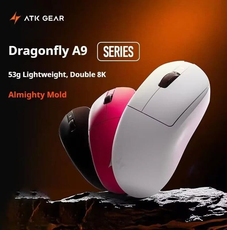 ATK Dragonfly A9 Ultra Mouse Paw3950 2 Modes Wireless Mouse 8000Hz Lightweight Gaming Mice PC Accessories For FPS Gamer Custom