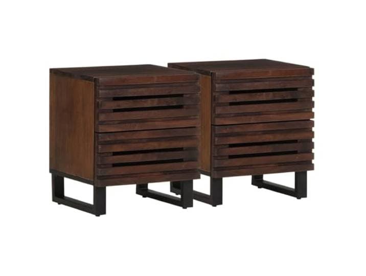 HFXHIJXQ Nachttisch 2 STK. 40x34x46cm Massivholz Mango Stilvoller Nachtschrank aus Echtholz mit2 Schubladen fürs Schlafzimmer. Bietet praktischen Stauraum und Stabilität.