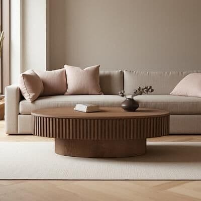 VIVIADORE "47"" Oval Storage Coffee Table,Hidden Interior Compartment,Modern Accent Furniture,Easy Assembly"