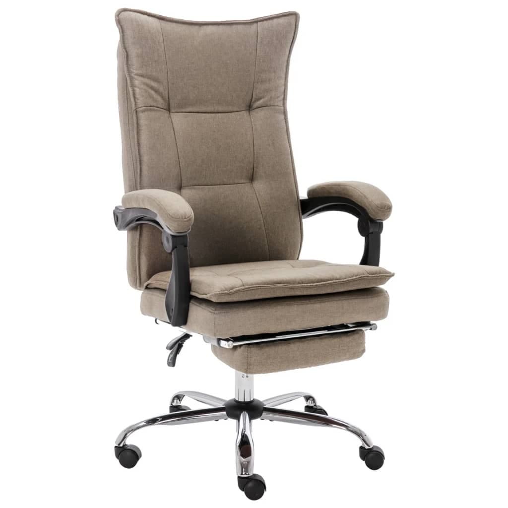 The Living Store bureaustoel taupe met stoffen bekleding, armleuningen en zwenkwielen