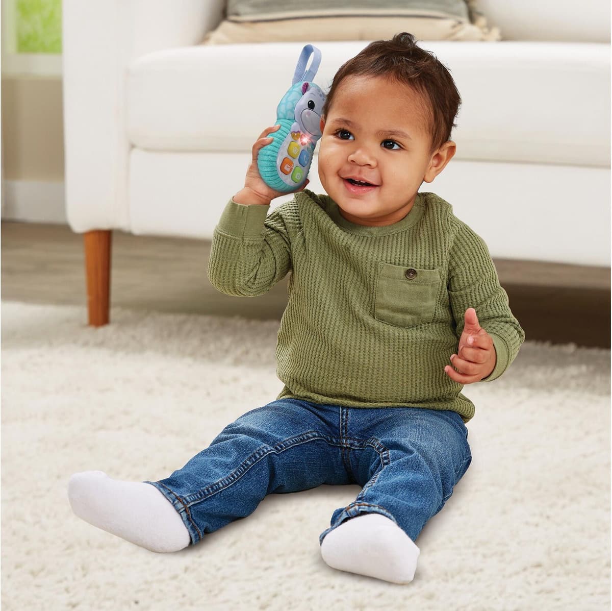 Spieltelefon VTECH "Beschäftigungsspielzeug Allô Bébé Toudoux bleu -FR-", Kinder, bunt (hellblau, mehrfarbig), Kunststoff, Spieltelefone Spieltelefon hellblau, mehrfarbig Einheitsgröße