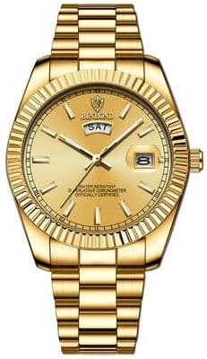 Fashion Sheath Premium Mens Quartz Watch Business Casual Waterproof Wrist Watch With Luminous Calendar Display all Gold